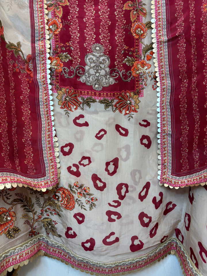 Florellea – Red  Digital Pearl Lace Suit