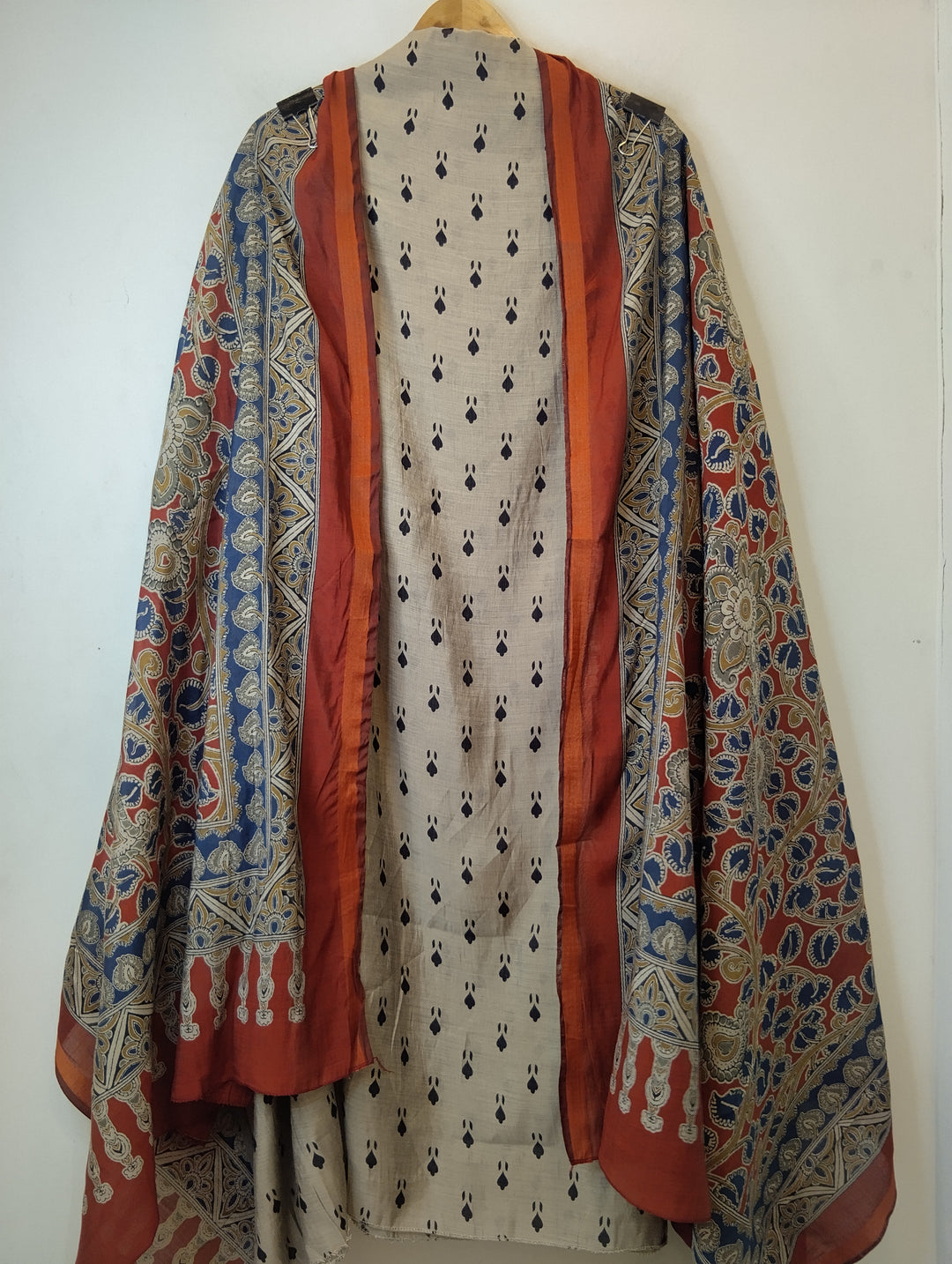 Rust Maheshwari Printed Unstitched Suit Set