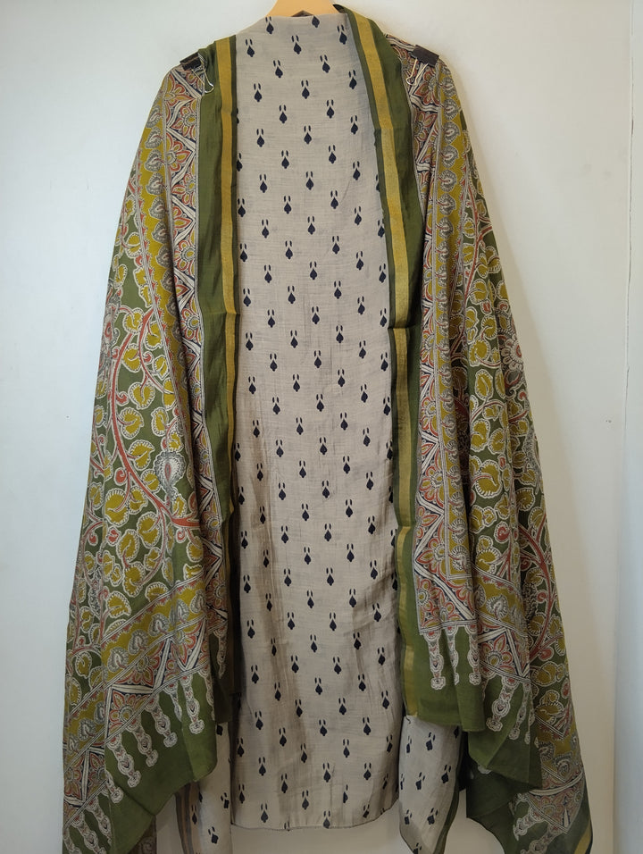 Green Maheshwari Printed Unstitched Suit Set