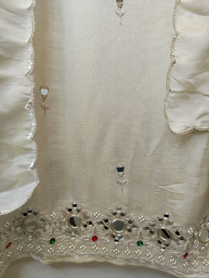 Burberry Tissue Unstitched Suit Set with Mirror &amp; Cutdana Work