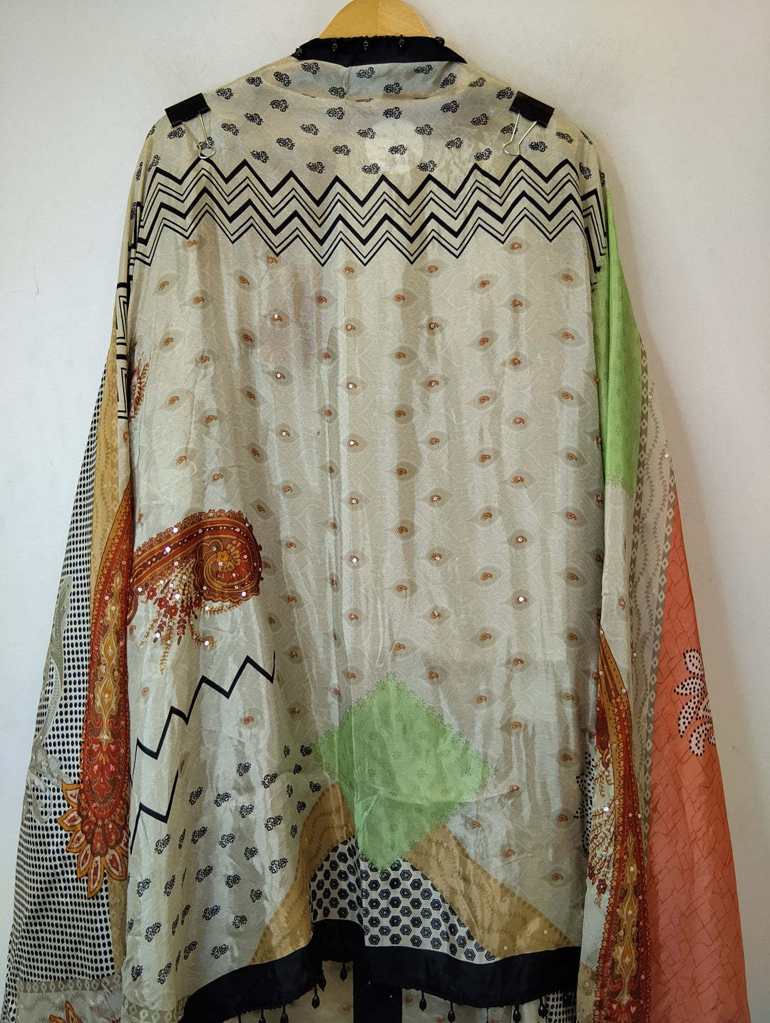 Silk Organza Printed Unstitched Suit Set with Pearl &amp; Sequin Work