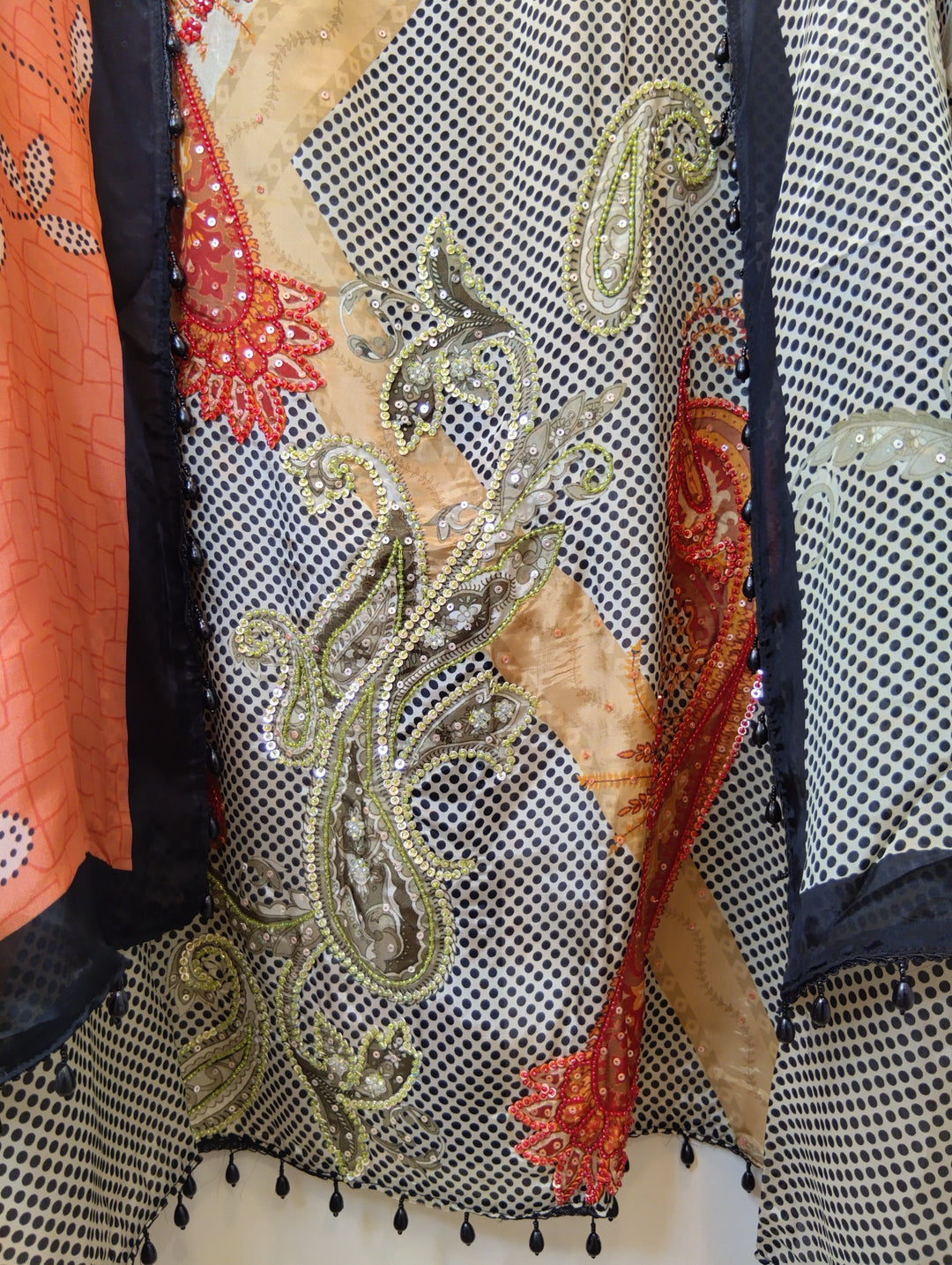 Silk Organza Printed Unstitched Suit Set with Pearl &amp; Sequin Work