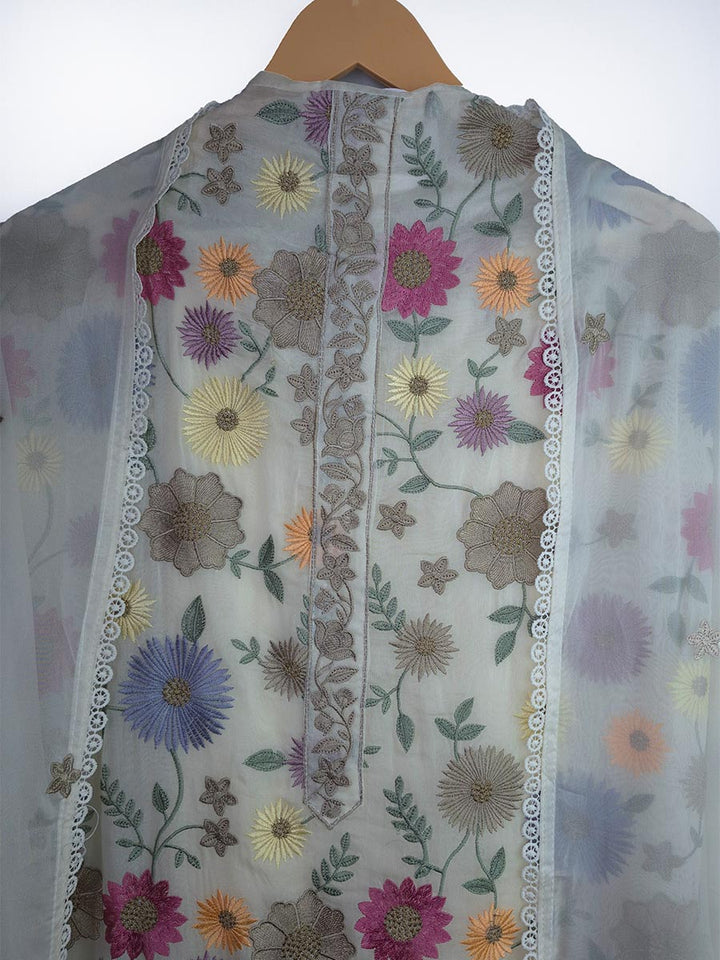 Classic Ivory Organza Embroidered Suit
