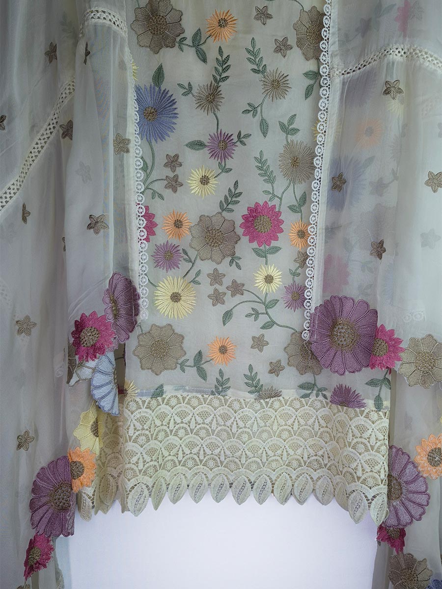 Classic Ivory Organza Embroidered Suit