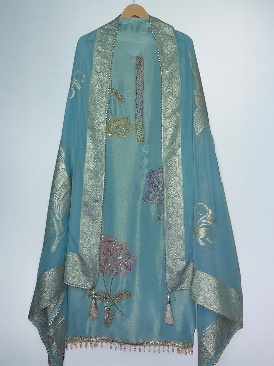 Heritage Gleam – Tissue Shimmer with Banarasi Dupatta