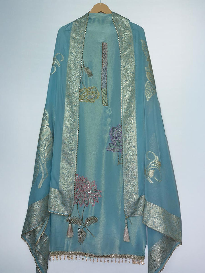 Heritage Gleam – Tissue Shimmer with Banarasi Dupatta