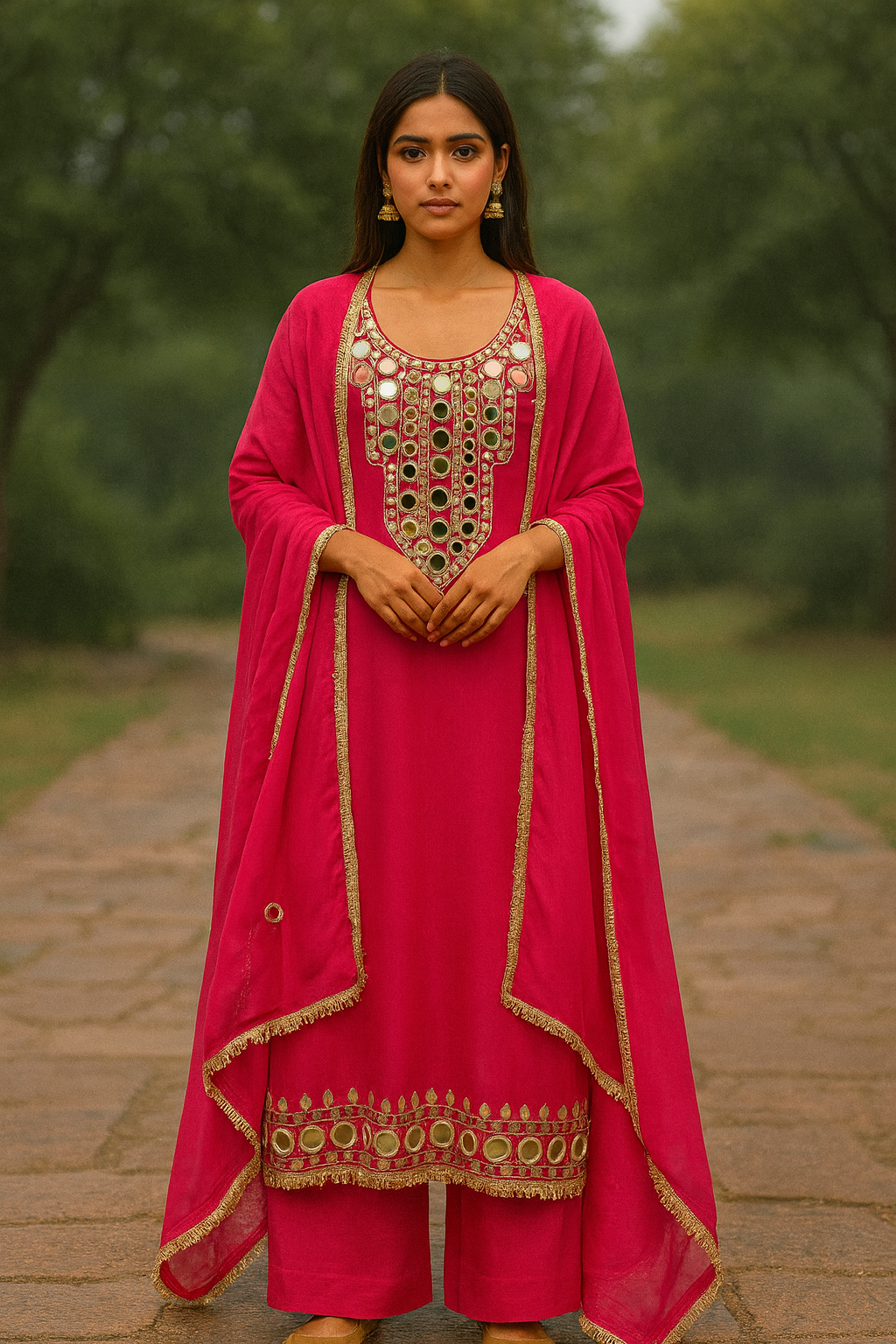 Arzoo – Unstitched Organza Mirror Work Suit