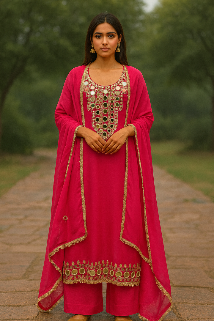 Arzoo – Unstitched Organza Mirror Work Suit