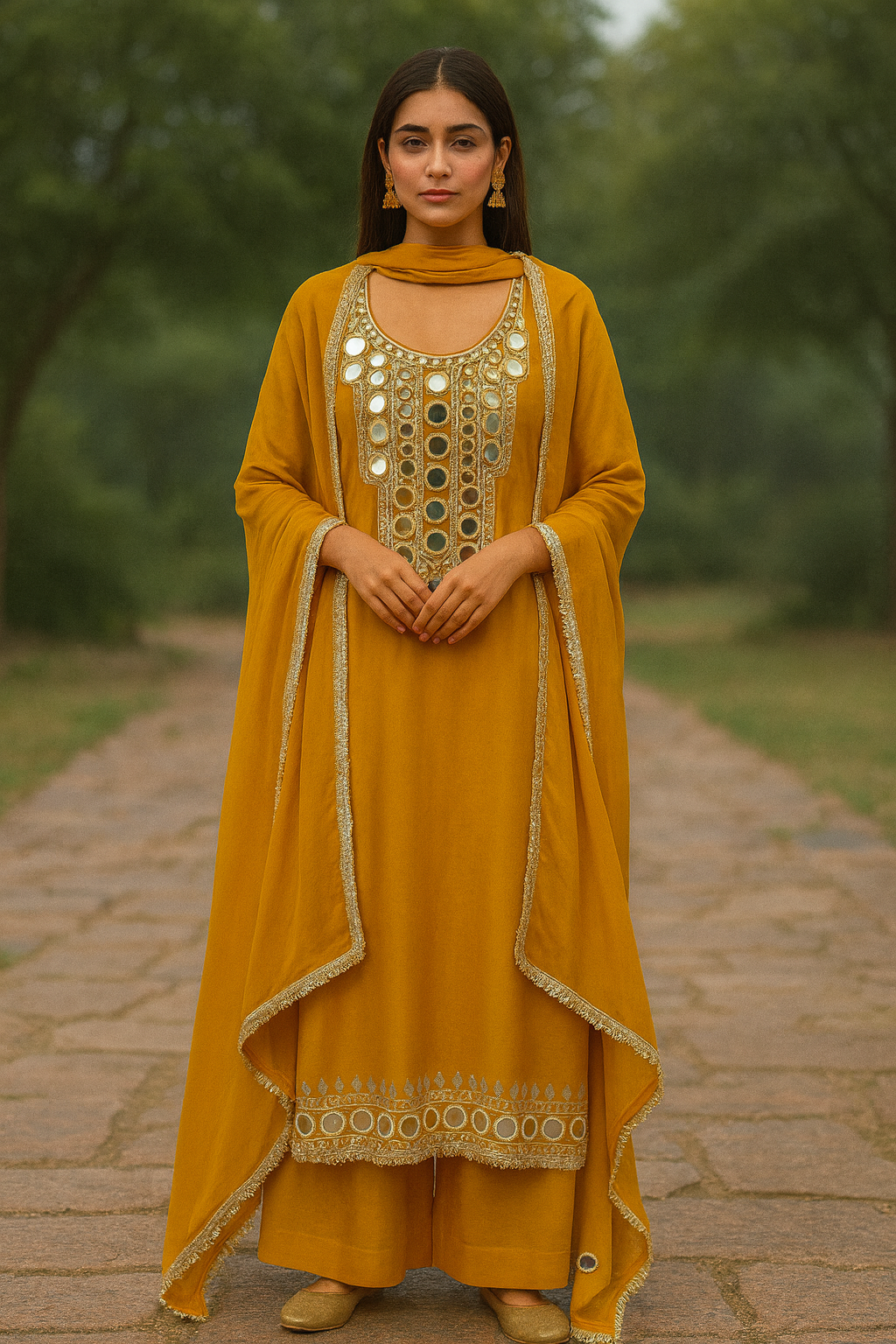 Arzoo – Unstitched Organza Mirror Work Suit