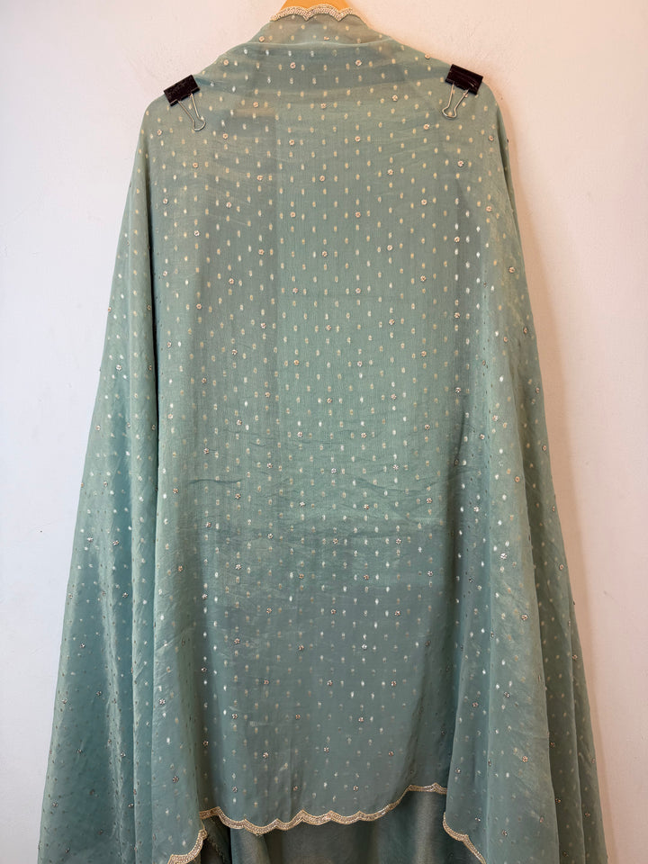 Zayelle – Green Tissue Burberry Pearl Sequin Suit
