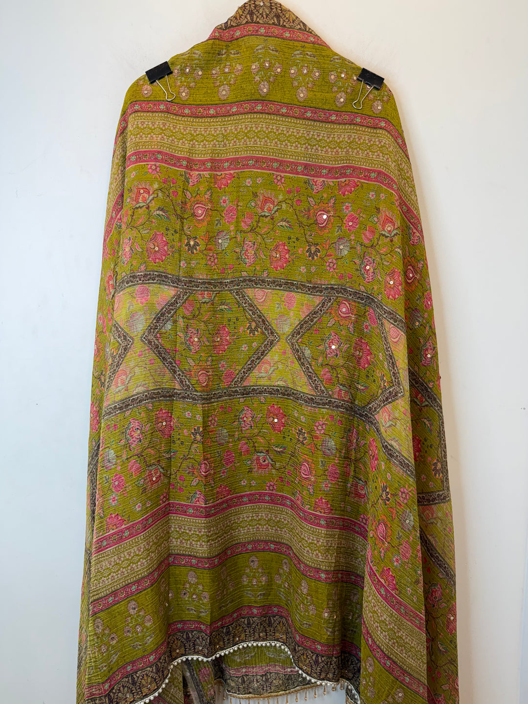 Zerina – Mehandi Green Crushed Tissue Mirror &amp; Dabka Suit