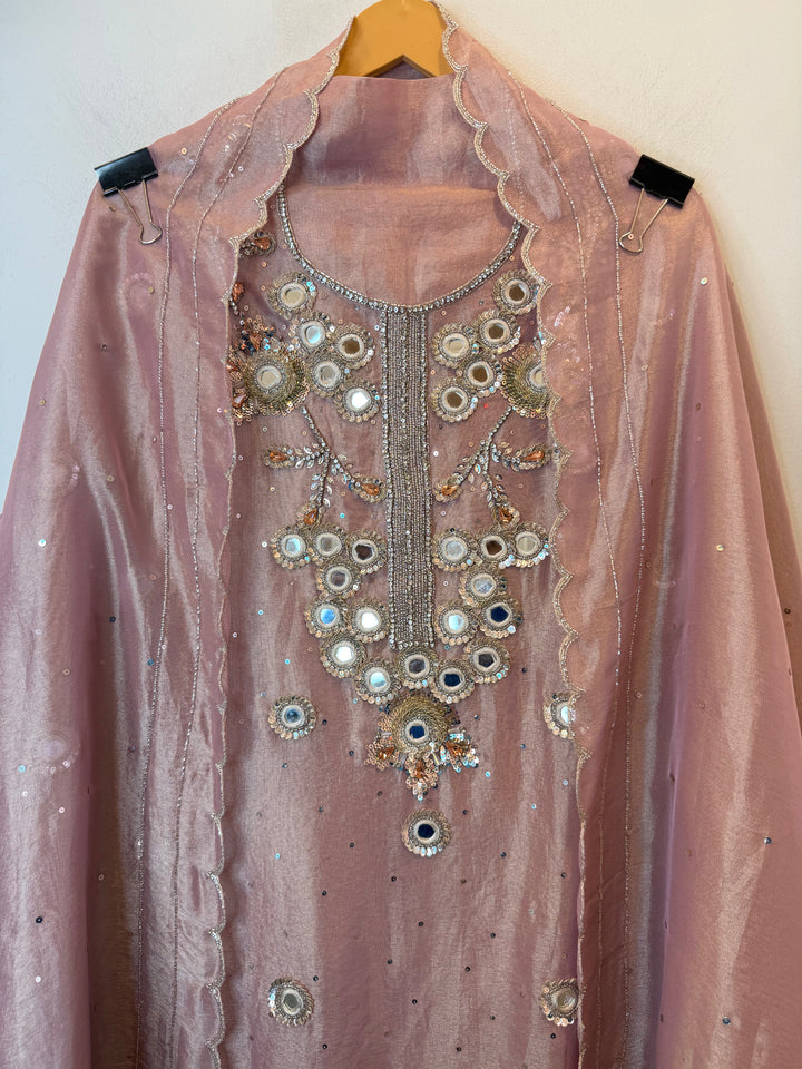 Mirvelle – Pink Tissue Mirror Sequin Suit