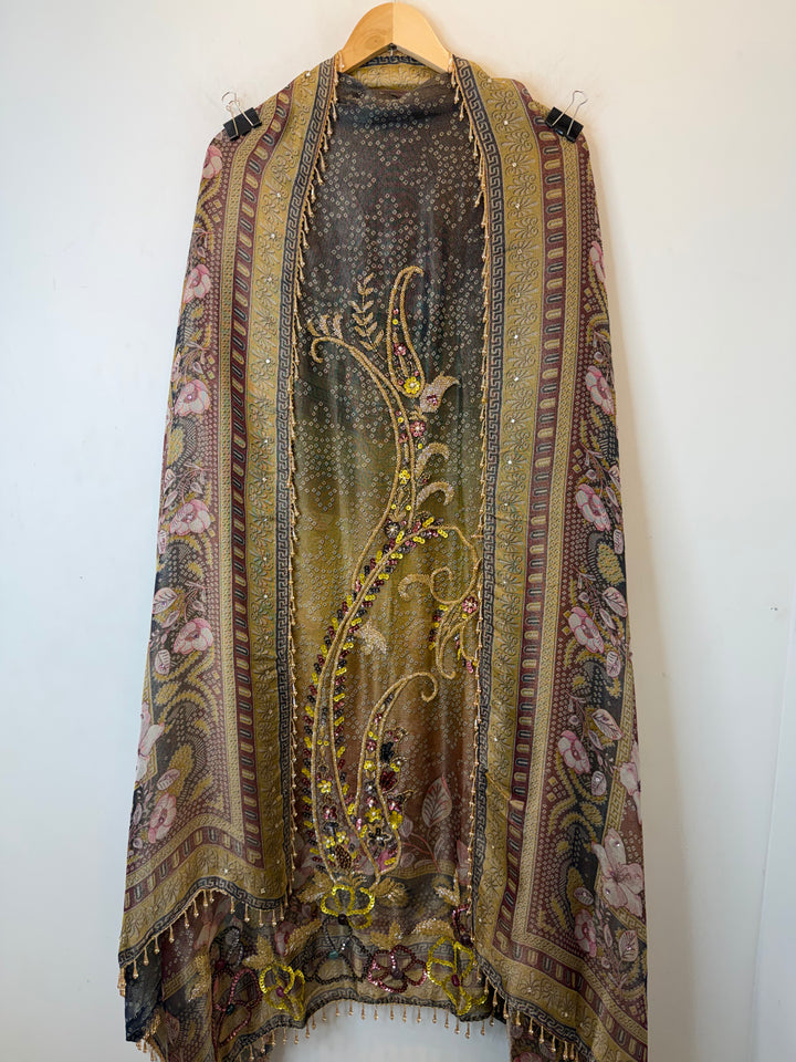 Ziyana – Tissue Burberry Digital Handwork Suit