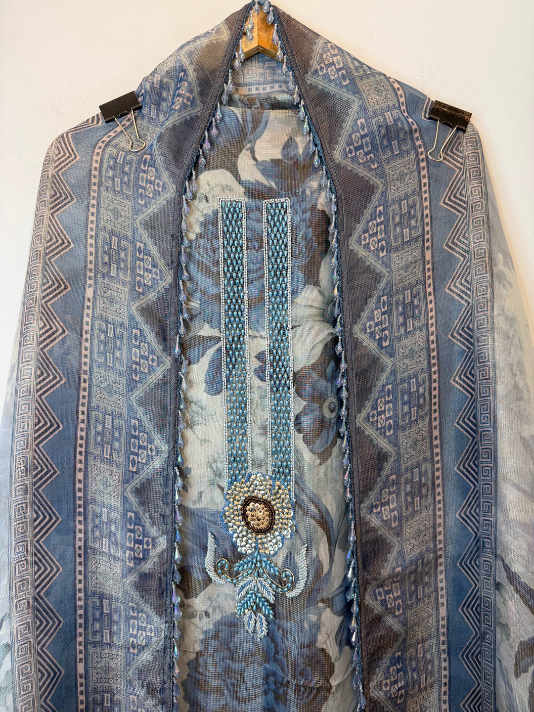 Zivana – Blue Digital Tissue Burberry Handwork Suit