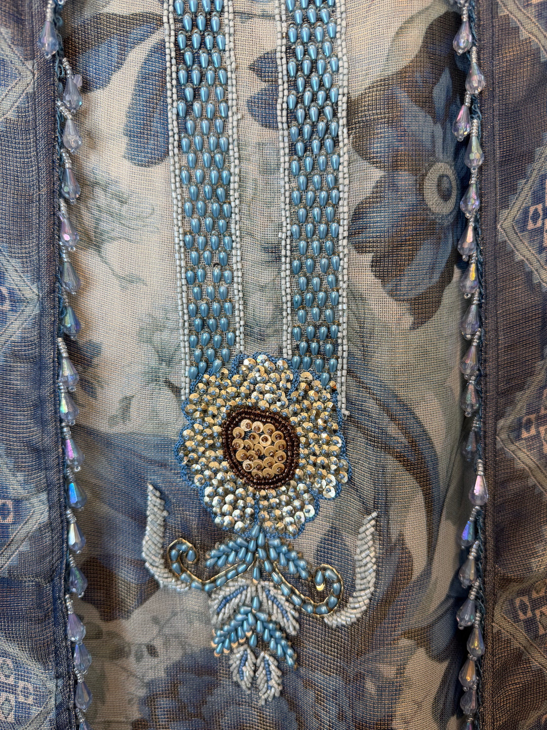 Zivana – Blue Digital Tissue Burberry Handwork Suit