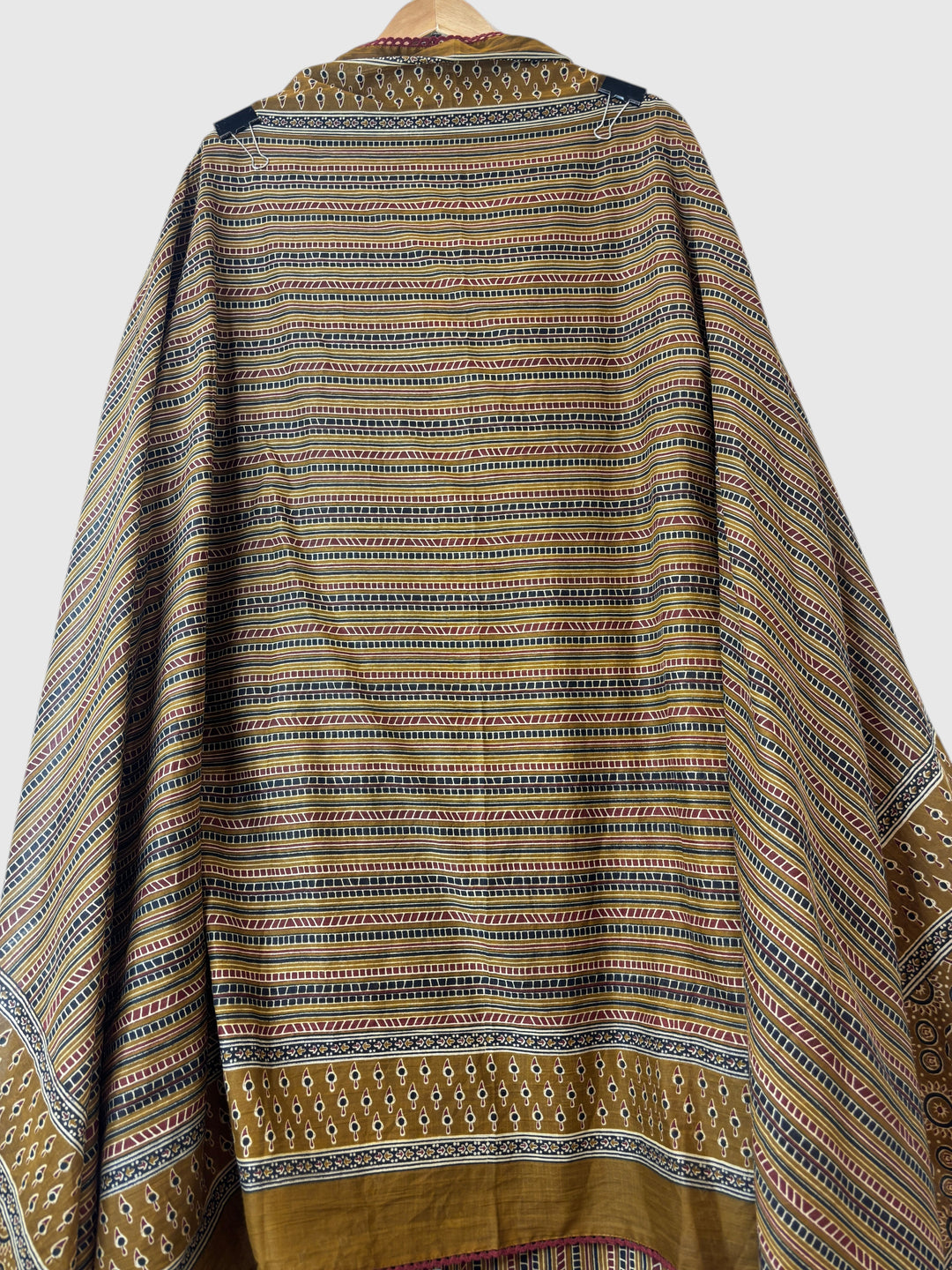 Zivara – Mustard Yellow Ajrakh Print Pure Cotton Handwork Unstitched Suit