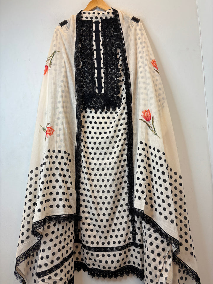Zivara – Ivory Mul Cotton Printed Unstitched Suit