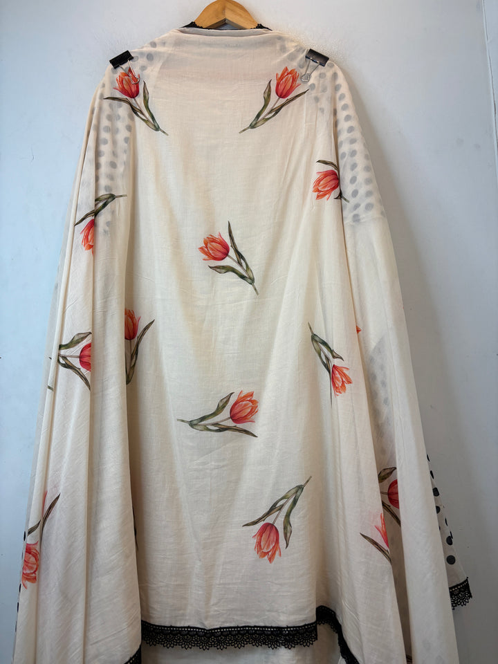 Zivara – Ivory Mul Cotton Printed Unstitched Suit
