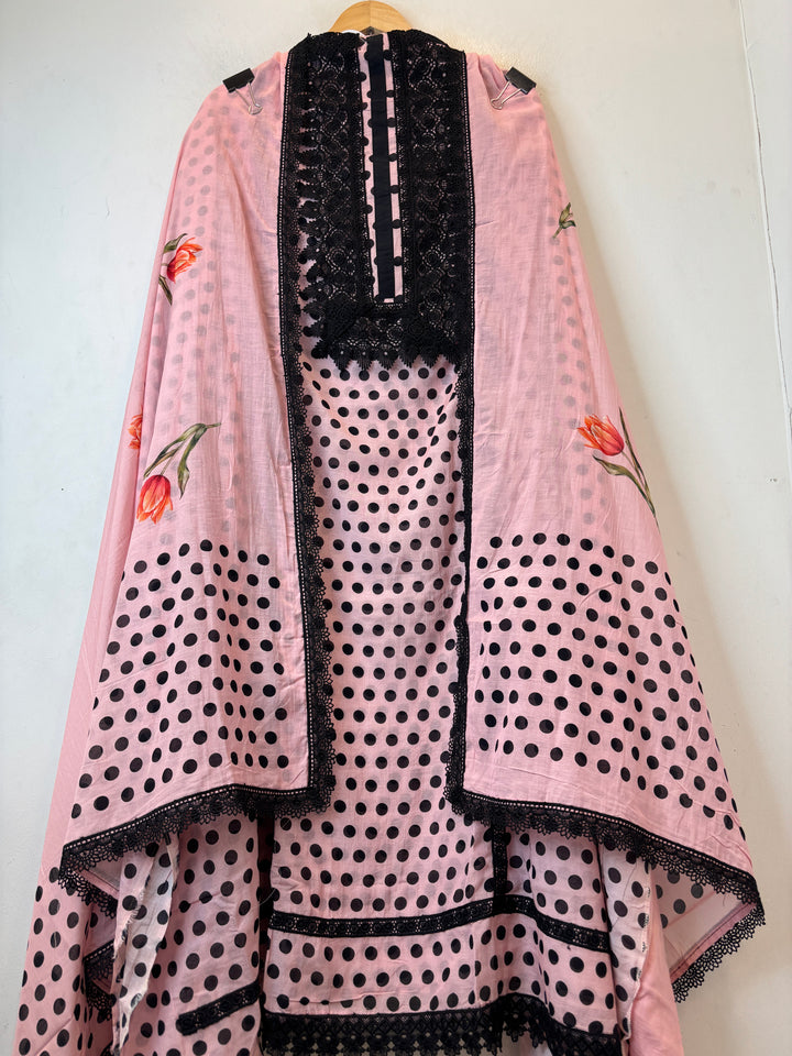 Zivara – Pink Mul Cotton Printed Unstitched Suit