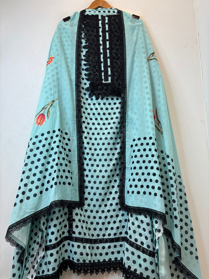 Zivara – Blue Mul Cotton Printed Unstitched Suit