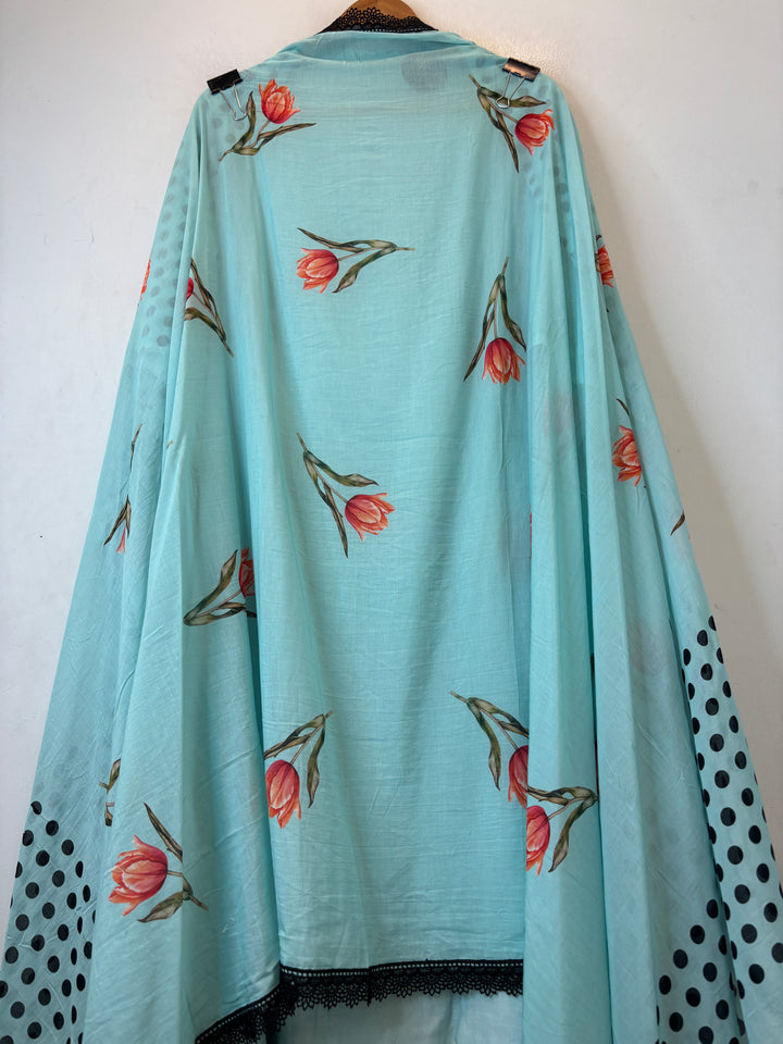 Zivara – Blue Mul Cotton Printed Unstitched Suit