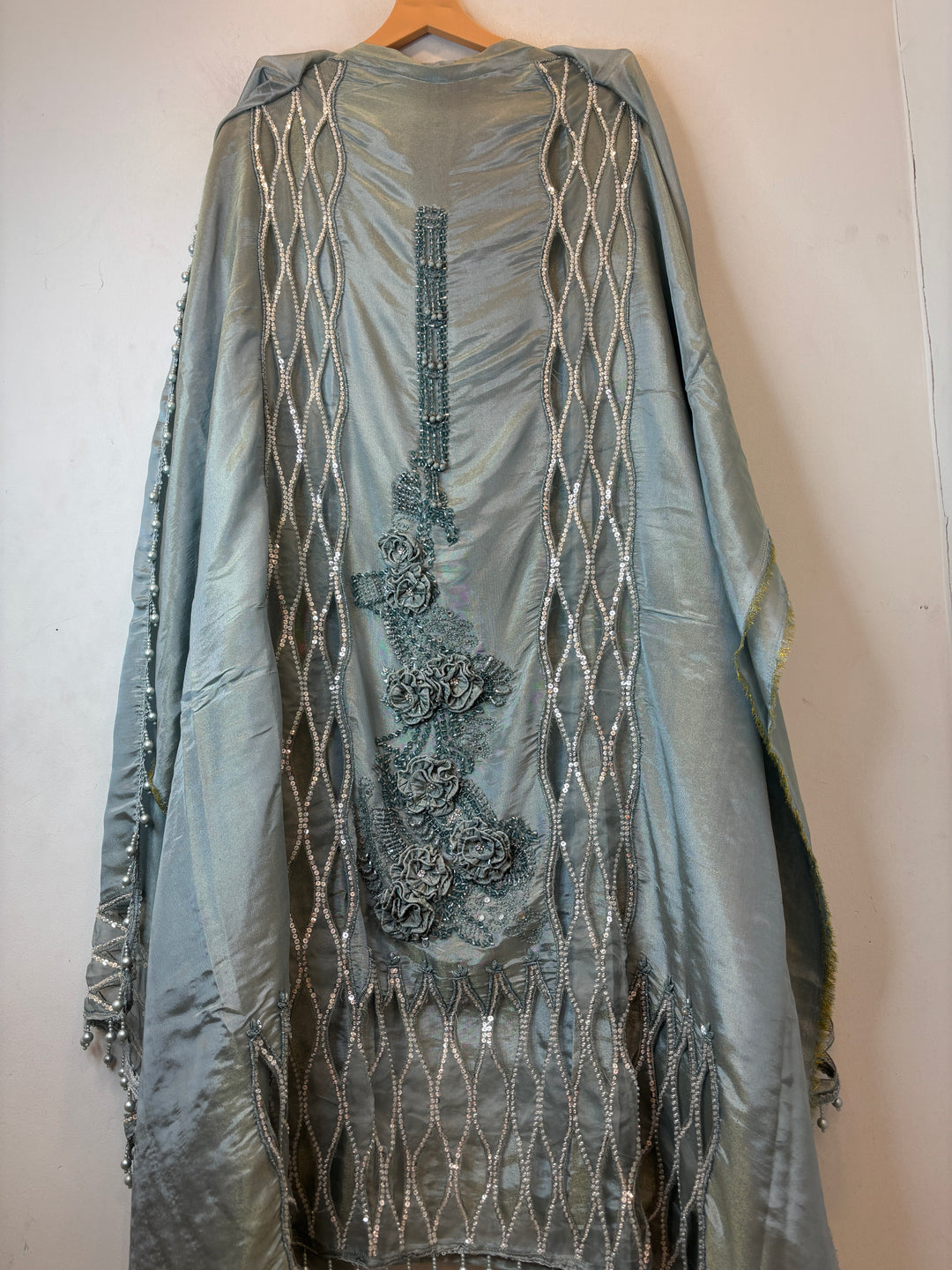 Zivara – Powder Blue Tissue Embellished Unstitched Suit