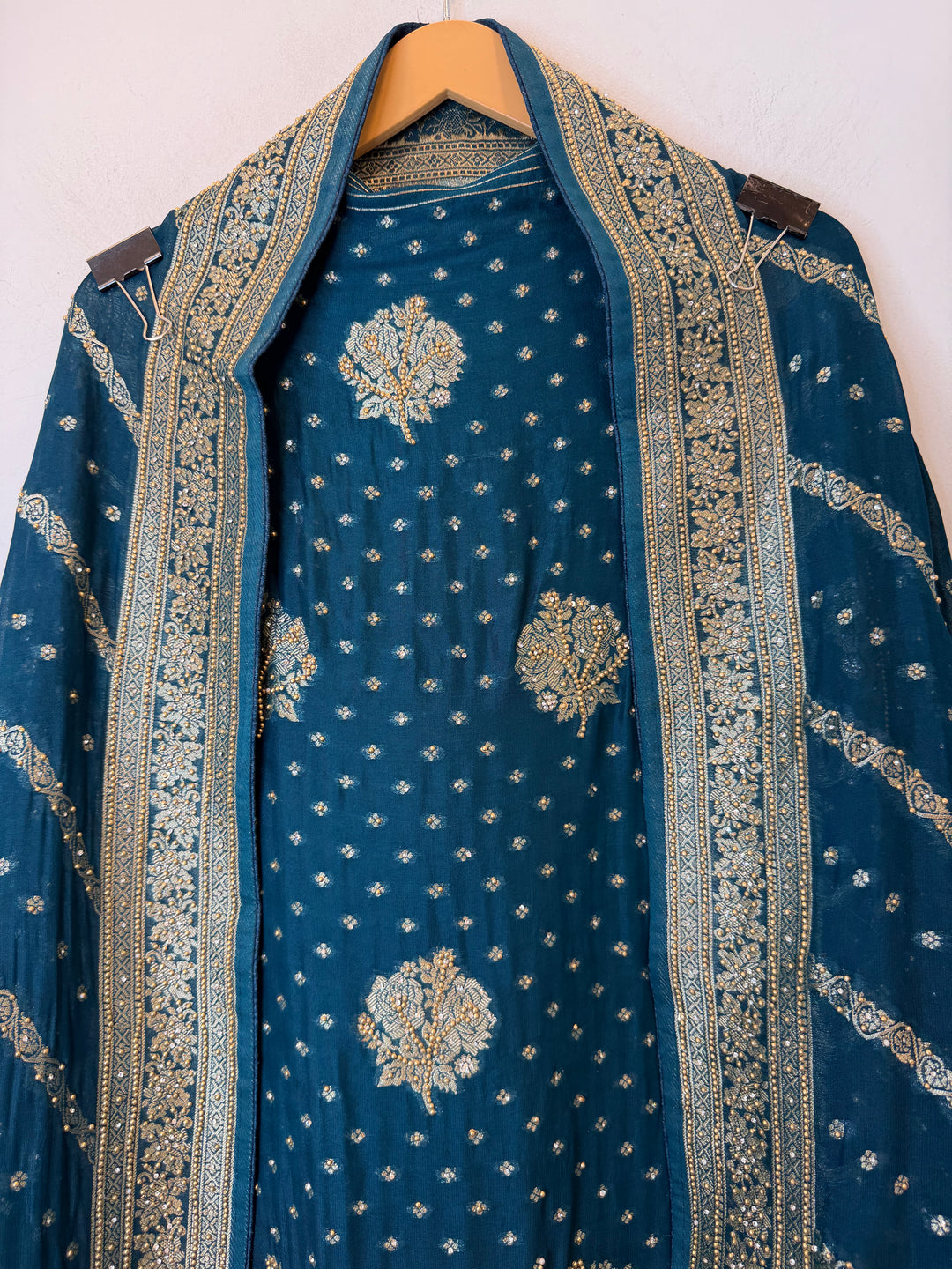 Zehvika – Blue Khadi Georgette Banarasi Suit