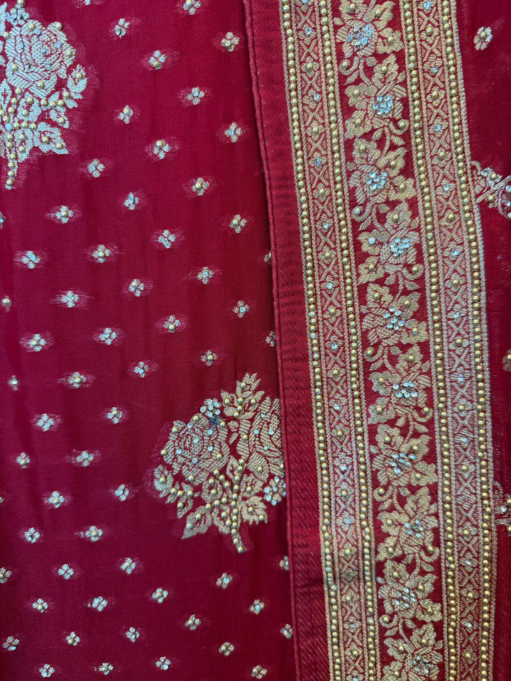 Zehvika – Maroon Khadi Georgette Banarasi Suit