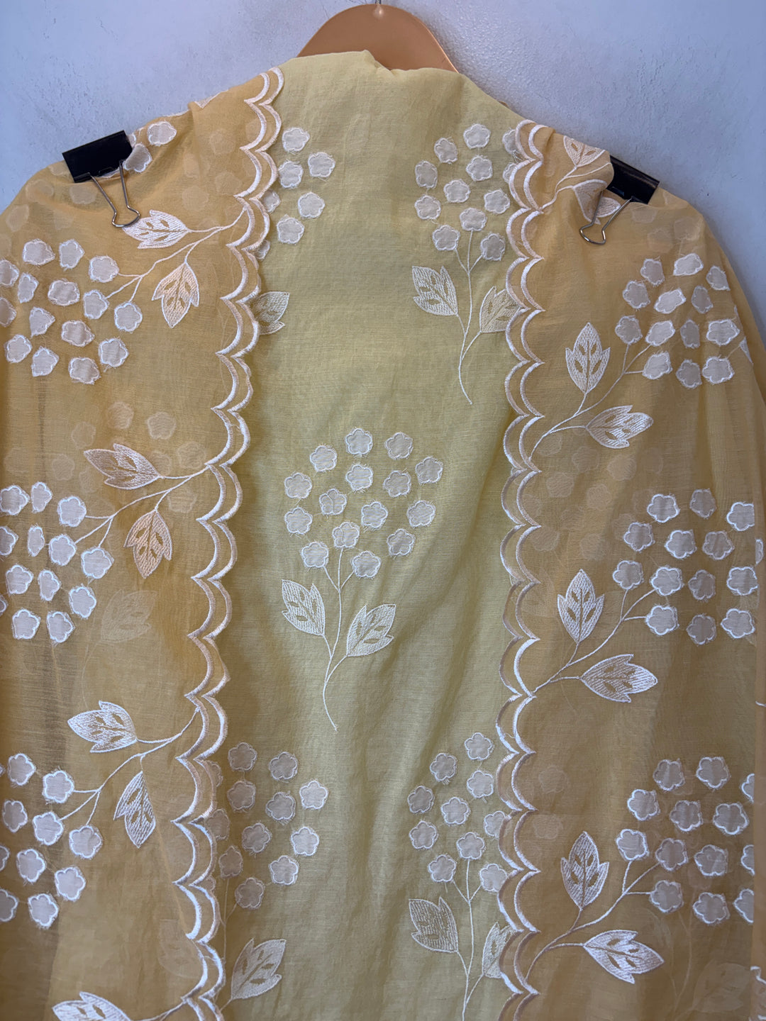 Zivara – Yellow Mul Chanderi Ombre Appliqué Work Unstitched Suit