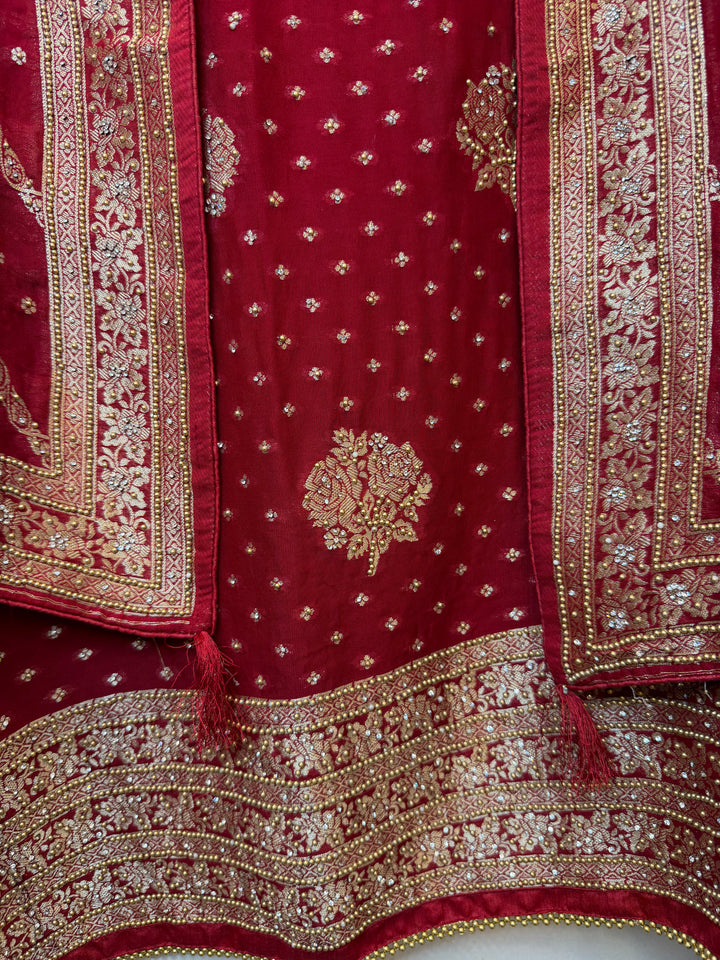 Zehvika – Maroon Khadi Georgette Banarasi Suit
