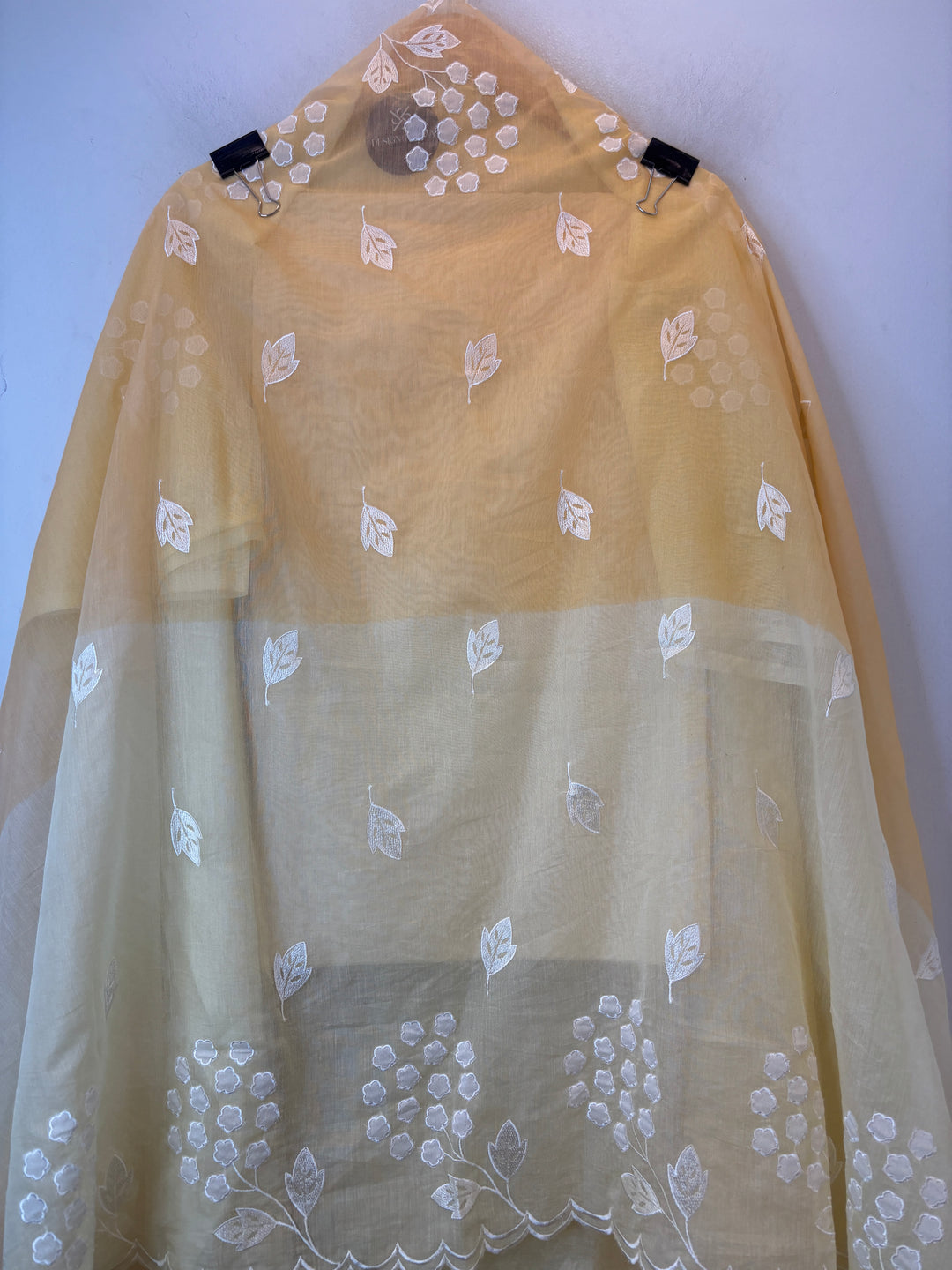Zivara – Yellow Mul Chanderi Ombre Appliqué Work Unstitched Suit