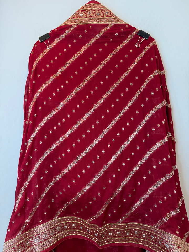 Zehvika – Maroon Khadi Georgette Banarasi Suit