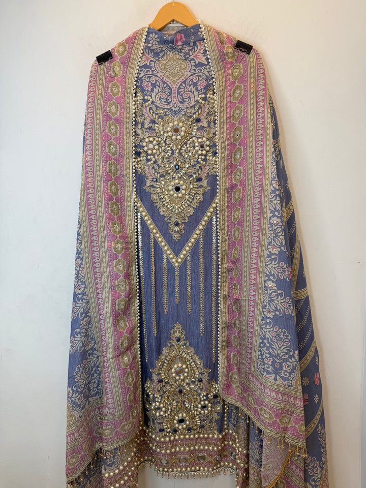 Zarielle – Crushed Tissue Kundan Mirror Suit