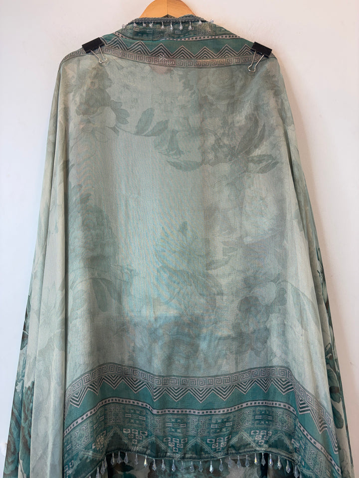 Blue Digital Printed Tissue Burberry Handwork Unstitched Suit