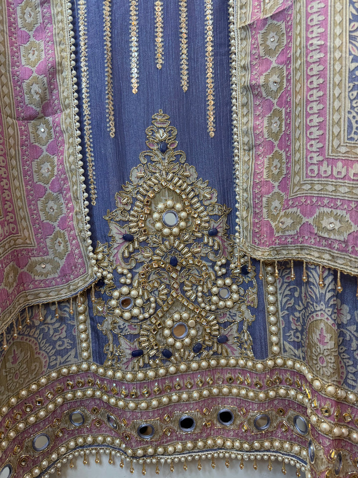 Zarielle – Crushed Tissue Kundan Mirror Suit