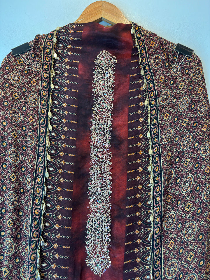 Ajrakh Elegance Silk Organza Unstitched Suit