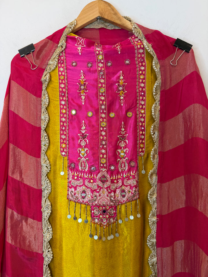 Ruveena – Ghazi Silk Mirror Handwork Suit