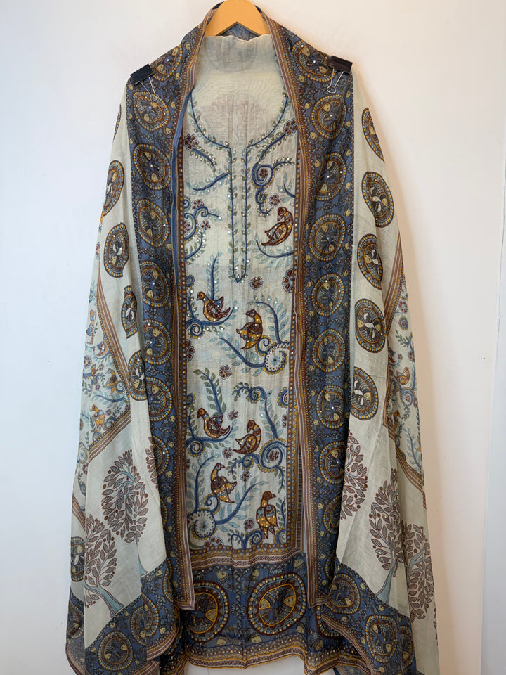 Mireza – Mul Cotton Beaded Print Suit