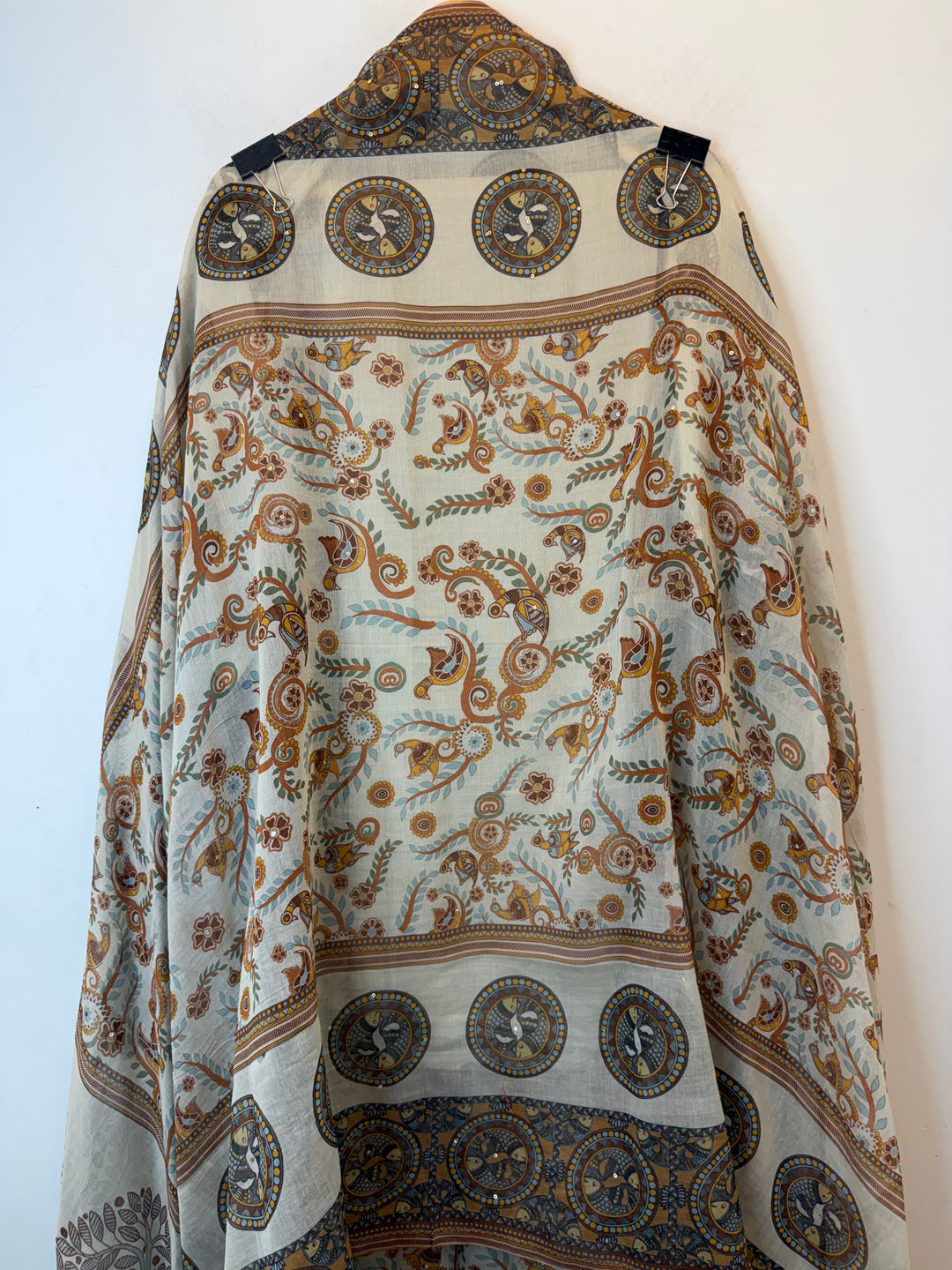 Mireza – Brown Mul Cotton Beaded Print Suit