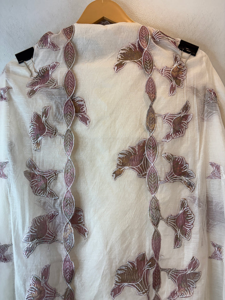 Mul Chanderi Embroidered Tissue Appliqué Unstitched Suit DBPR5