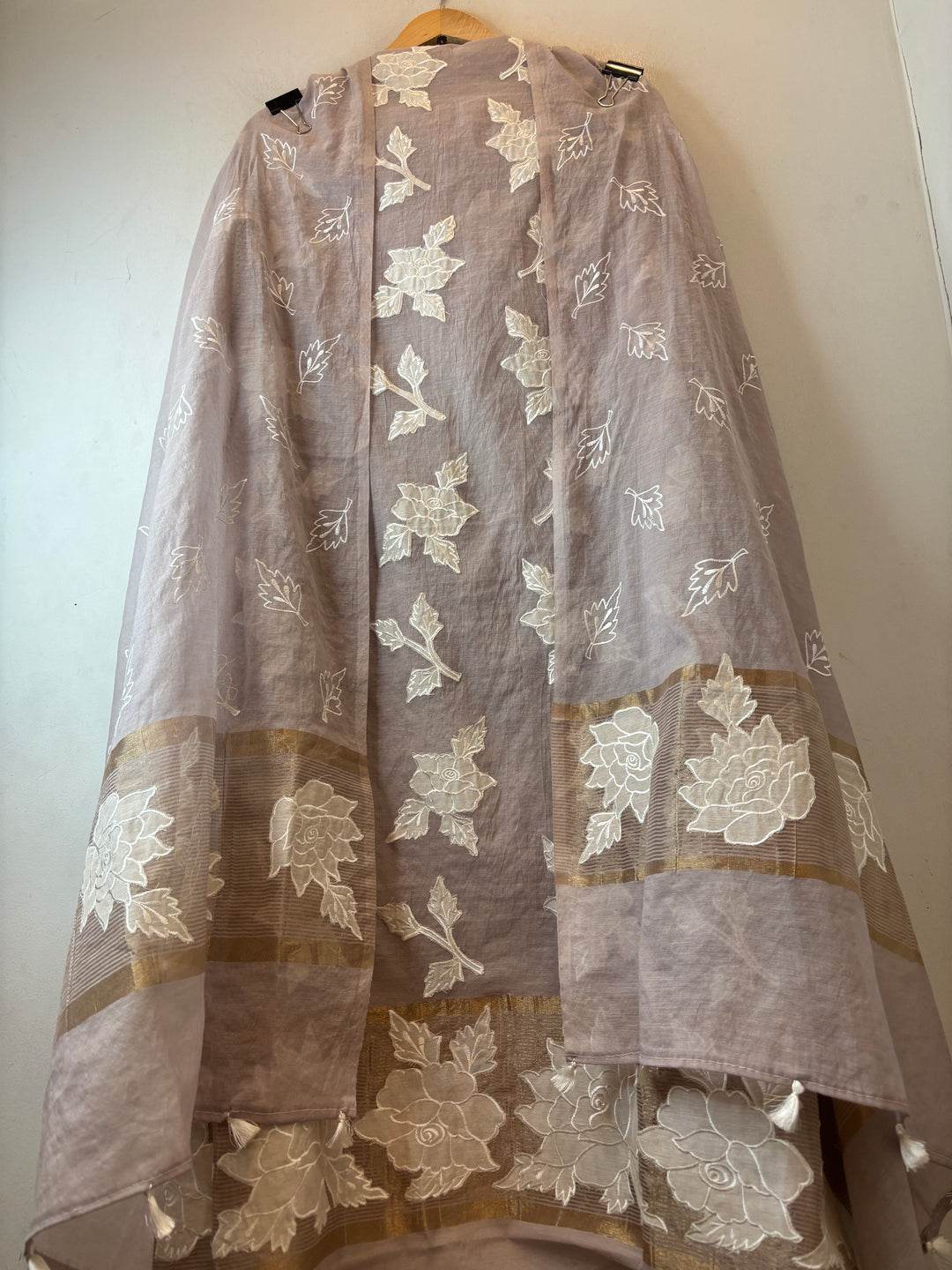 Chanderi Embroidered Appliqué Unstitched Suit DBPG04