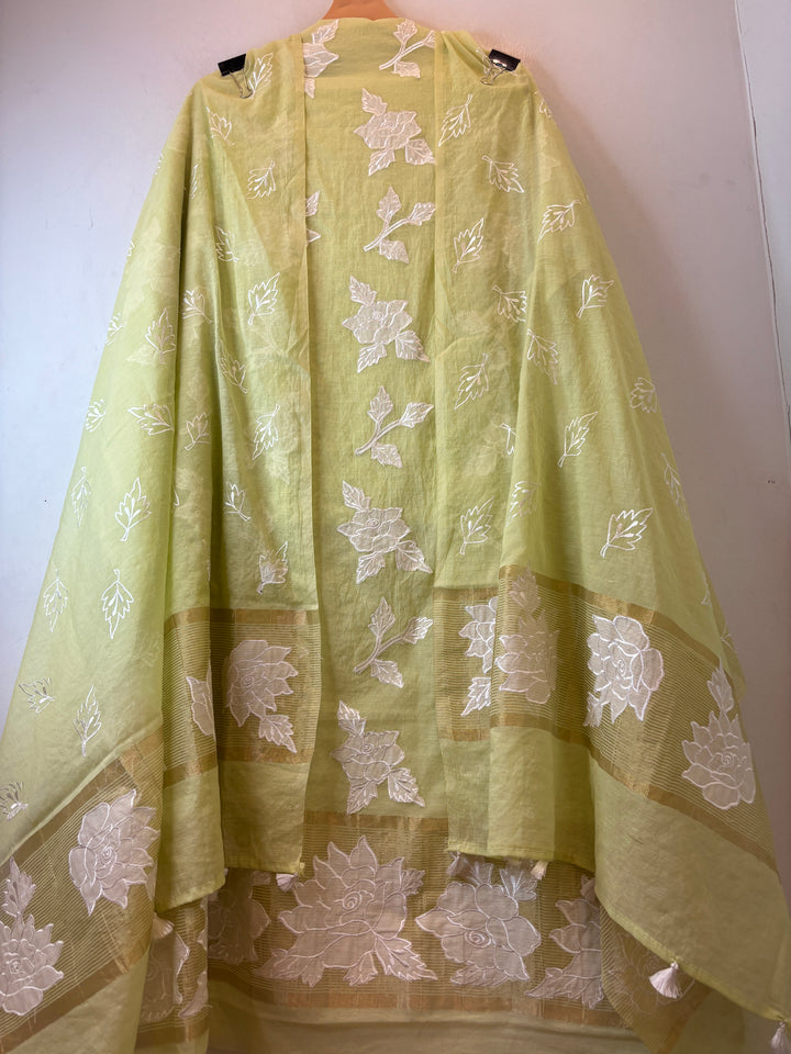 Chanderi Embroidered Appliqué Unstitched Suit DBPG05