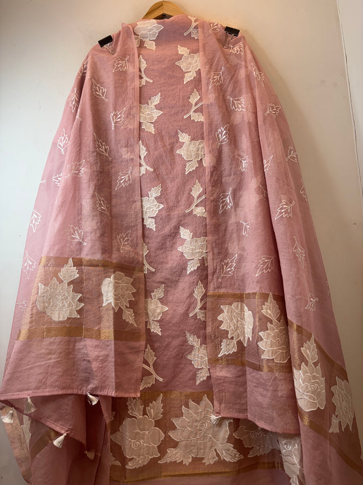 Chanderi Embroidered Appliqué Unstitched Suit DBPG06