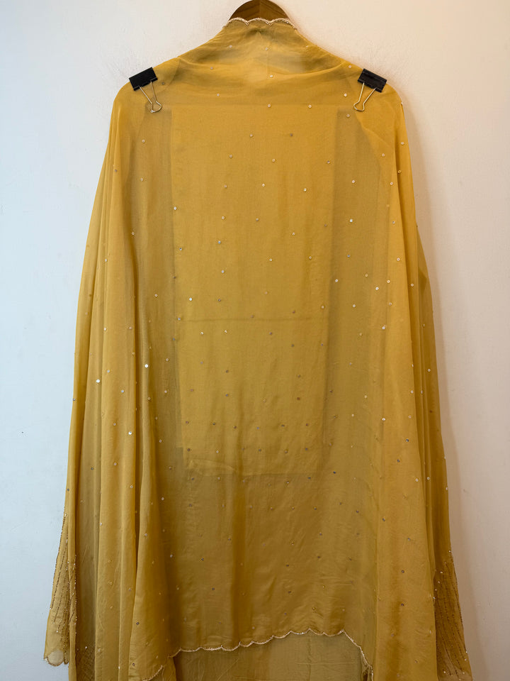 Zarvielle – Yellow Tissue Burberry Pearl Handwork Suit