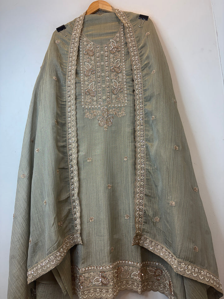 Crush Tissue Embellished Unstitched Suit DBPT03