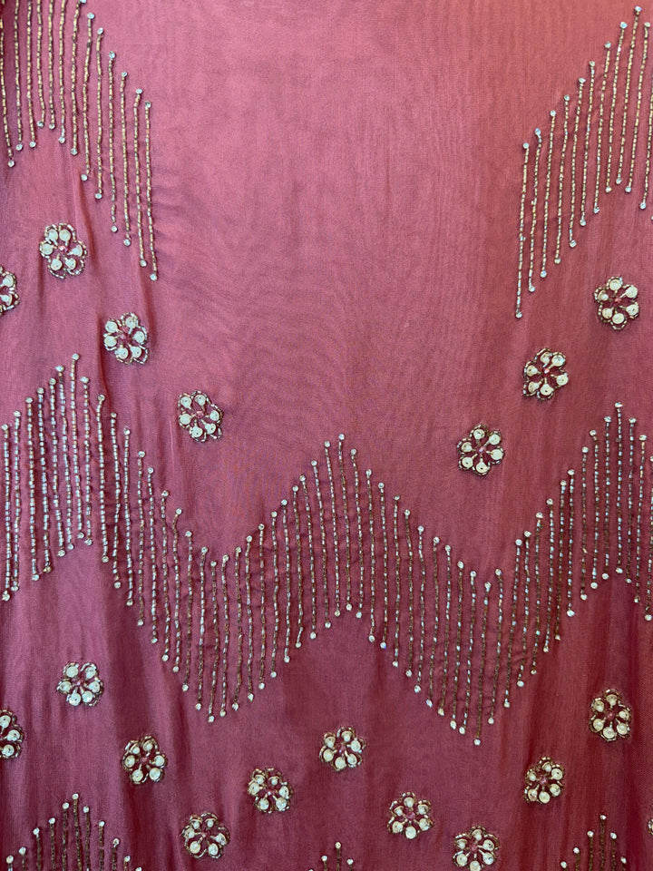 Zarvielle – Pink Tissue Burberry Pearl Handwork Suit