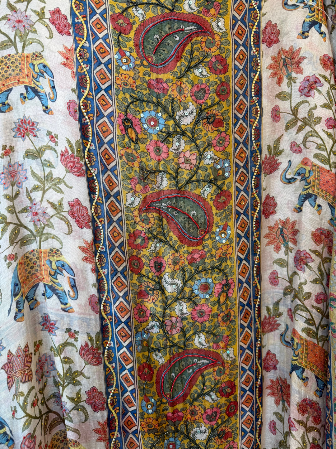 Mirella – Green Mul Cotton Printed Sequin Suit