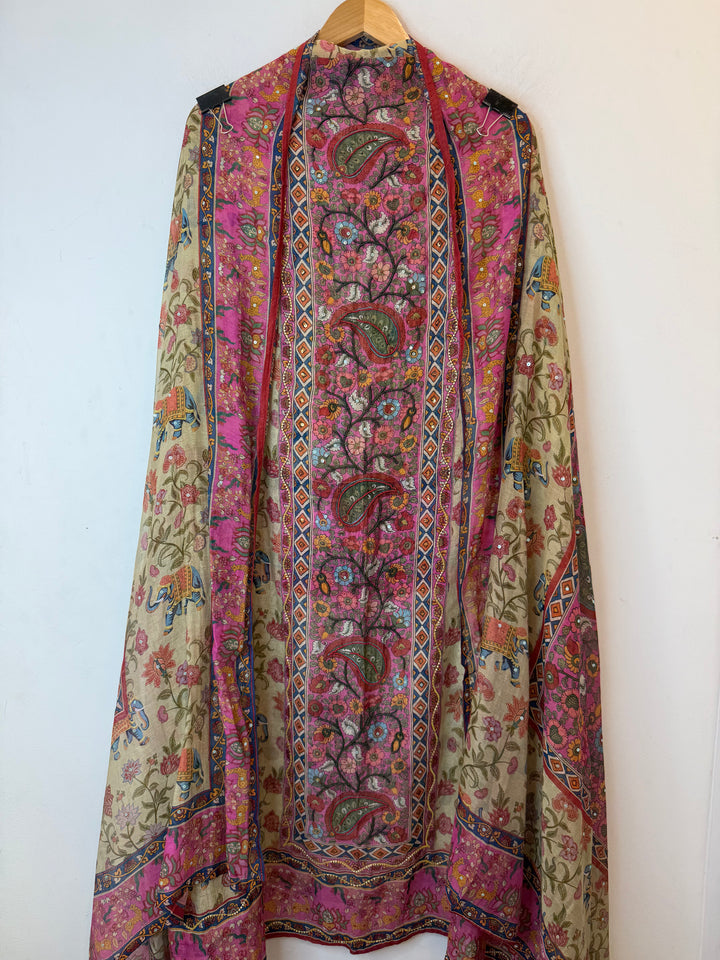 Mirella – Pink Mul Cotton Printed Sequin Suit