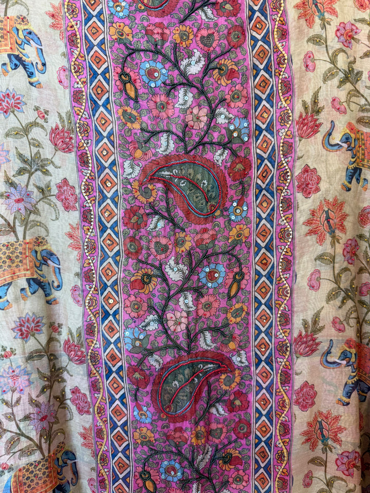 Mirella – Pink Mul Cotton Printed Sequin Suit