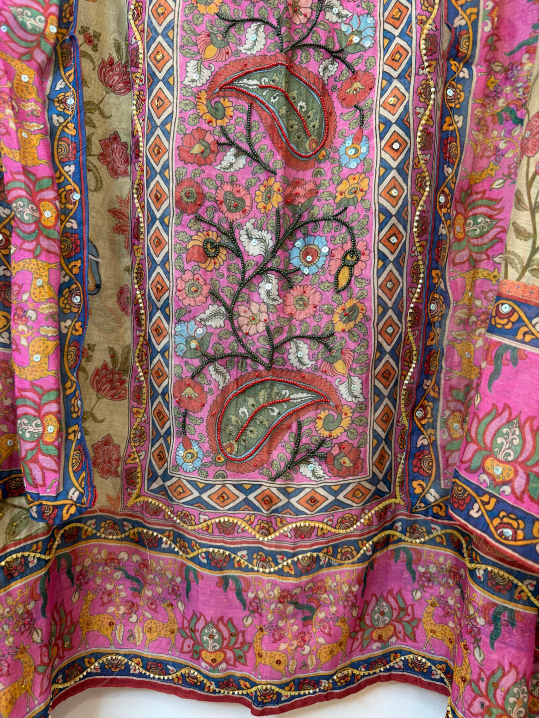 Mirella – Pink Mul Cotton Printed Sequin Suit